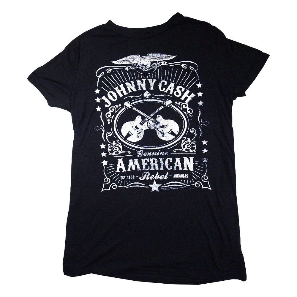 Johnny Cash T-shirt, Ladies Size Medium, Black w/White Graphic